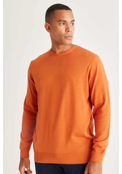 AC&Co / Altınyıldız Classics Erkek Kiremit Standart Fit Normal Kesim Bisiklet Yaka Pamuklu Triko Kazak 001 AC&Co / Altınyıldız Classics Erkek Kiremit Standart Fit Normal Kesim Bisiklet Yaka Pamuklu Triko Kazak 001