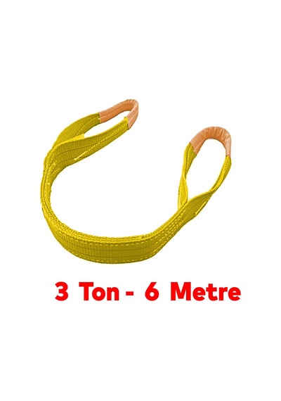 Tr Spanzet Sapan Polyester Sarı Renk 3 Ton 6 Metre Sağlam Yük Kaldırma Taşıma İndirme Halat