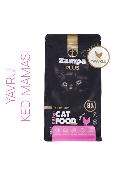 Zampa Plus Premium Tavuk Etli Yavru Kediler İçin Kuru Mama 1500 G