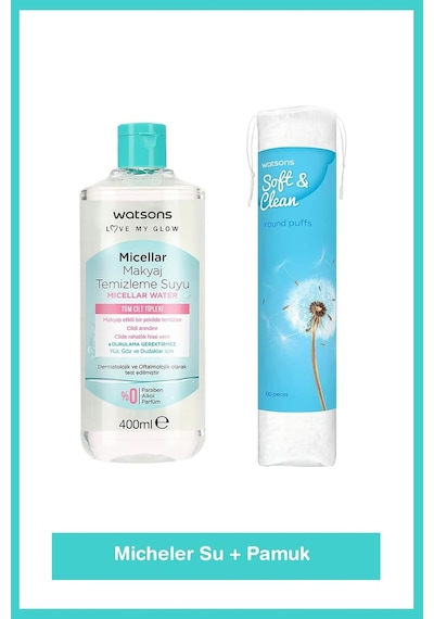 Tr Micellar Makyaj Temizleme Suyu 400 Ml + Watsons Yuvarlak Makyaj Pamuğu 100 Adet