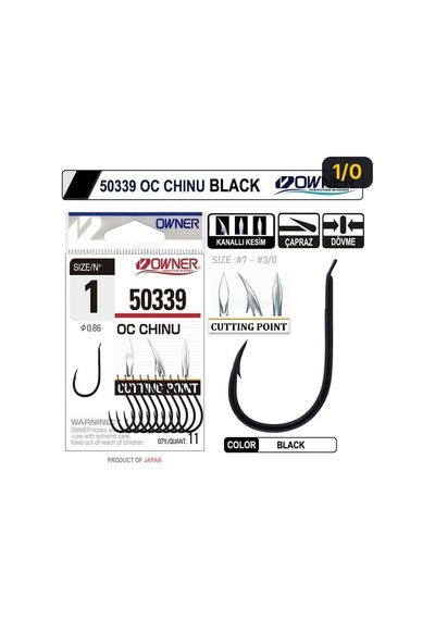 Owner 50339 Cut Chinu Black İğne 1/0