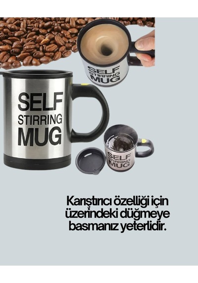 Çift Katmanlı Termos Özellikli Karıştırma Motorlu Kupa Siyah