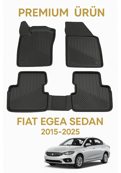 Fiat Egea Sedan 2015-2025 Uyumlu 3d Oto Paspas Premium