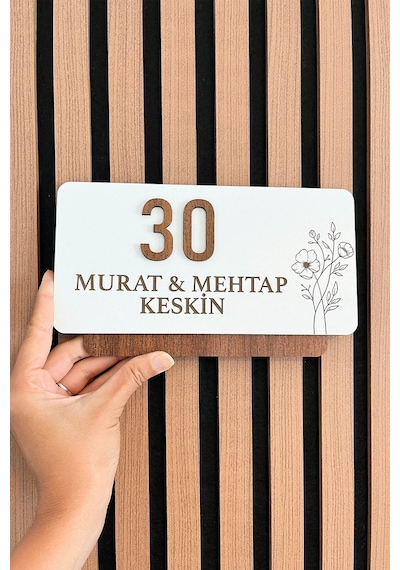 Kişiye Özel Kapı Numarası Ve İsimlik Şık Daire Kapı Tabelası 26 Cm 15 Cm