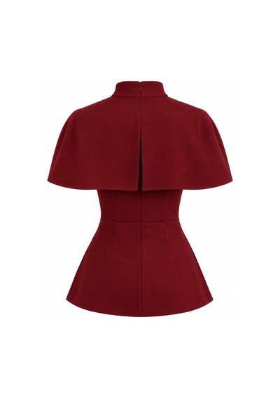 Laluvia Bordo Pelerinli Straplez Bluz - 2y1101
