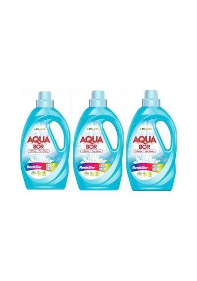 Aquabor Sıvı Çamaşır Deterjanı Renkliler İçin 3 Adet 99 Yıkama Doğal Mineralli Diğer