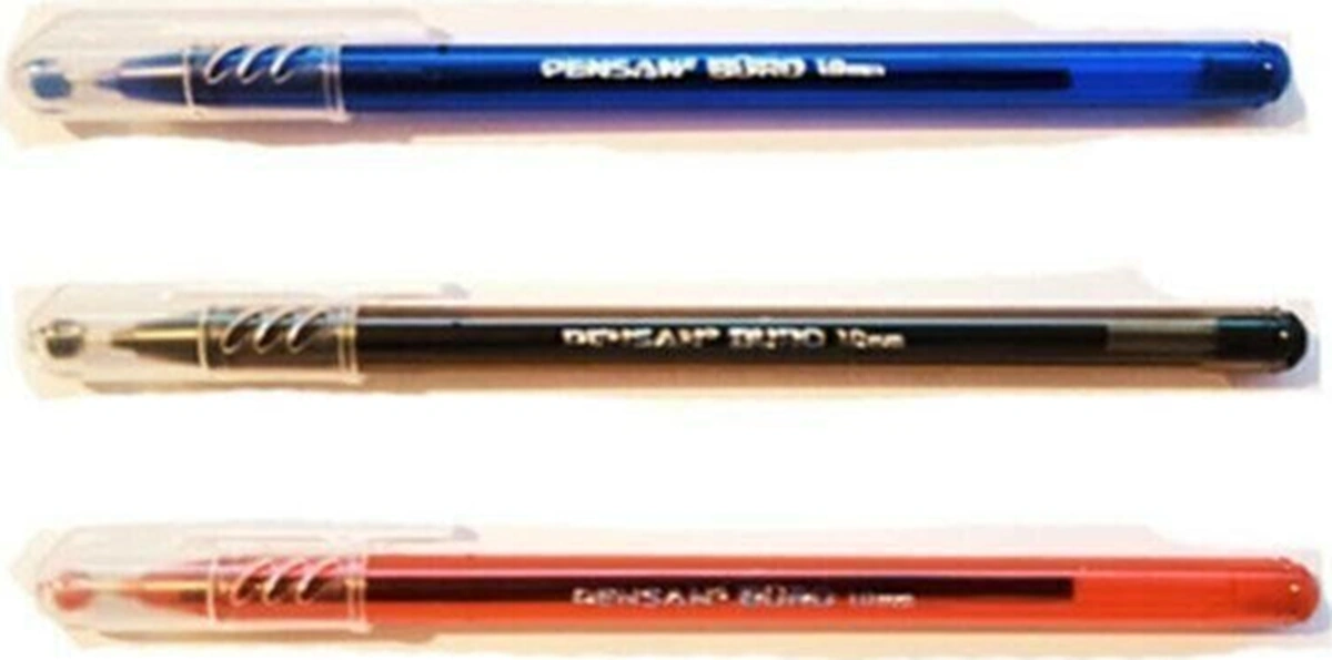Büro 1.0 Mm Tükenmez Kalem 3'lü Set Tk.k Siyah-mavi-kırmızı