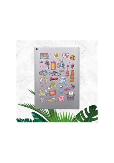 90'lar Renkli Doodle Macbook Notebook Tablet Telefon Ajanda Laptop Defter Sticker Seti Diğer