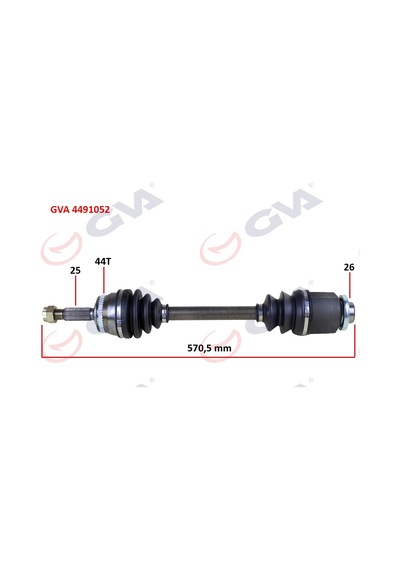 Gva 4491052 Komple Aks Sağ Hyundaı Accent Admıre 1.5l D3ea Crdı 3 Silindir 02-05 Abs Li 25x 24 2 - Abs 44 Diş Komple Boy 570mm 4950125955-4950125905