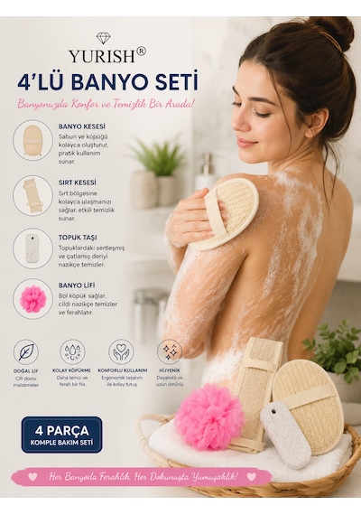 4'lü Banyo Seti Doğal Bakımın En Konforlu Hali