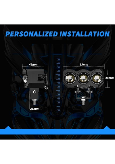 Motosiklet Sis Farı Metal Kasa Lazer Led Beyaz Sarı Çift Renk