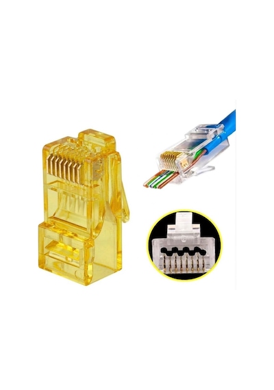 Electroon Sarı Cat6 Ezrj45 Açık Uçlu Soket 8p/8c - 100adet
