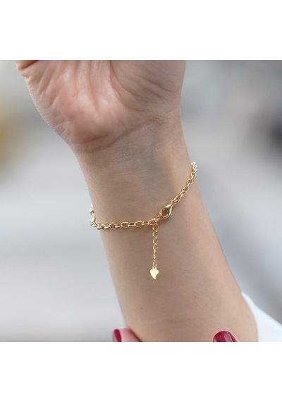 Zirkon Taşlı Gold Kaplama Kar Tanesi Gümüş Bileklik Gümüş