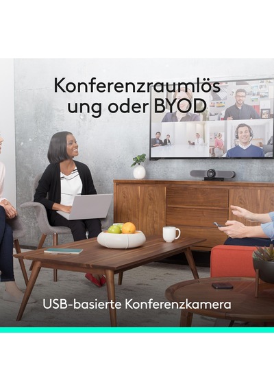 Küçük Alanlar Ve Toplantı Odaları İçin Tv Montajı Dahil Logitech Meetup Hepsi Bir Arada Ultra Hd 4k Konferans Kamerası