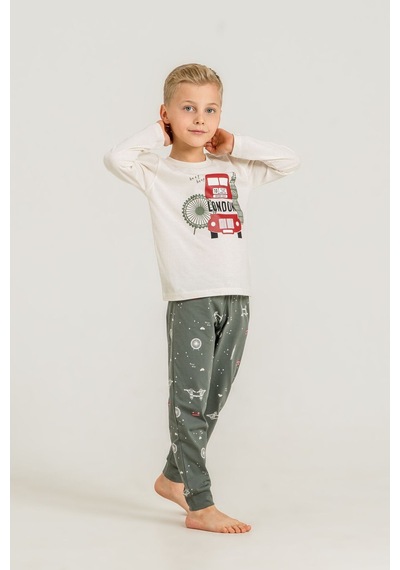 Rolypoly Erkek Çocuk Beep Beep London Bus Beyaz Uzun Kol Pijama Takım Rp3877-c-v2 Rp3877-c-v2