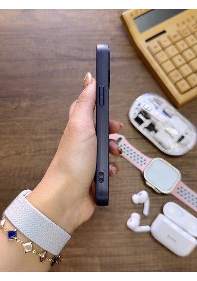 Apple iPhone 14 Uyumlu Premium Deri Dokulu Darbelere Karşı Dayanıklı Nazal Silikon Kılıf Lacivert