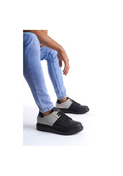 Slw151 Boost Bağcıklı Cilt Süet Erkek Günlük Sneaker Ayakkabı St Siyah/gri Siyah