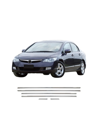 Honda Civic Uyumlu 2006-2011 Krom Cam Çıtası 6 Parça Paslanmaz  Çelik