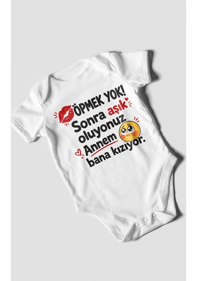 Morivokids Anneye Özel Kısa Kollu Bebek Body %100 Pamuk Zbn172-kk Beyaz