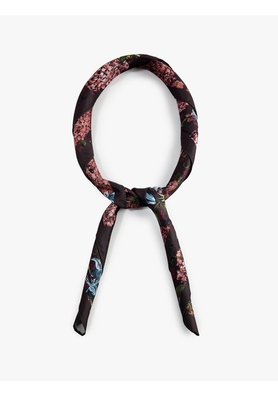 Koton Çiçek Desenli Saten Kare Fular Bandana Multıcolor 7wak50328aa Mavi