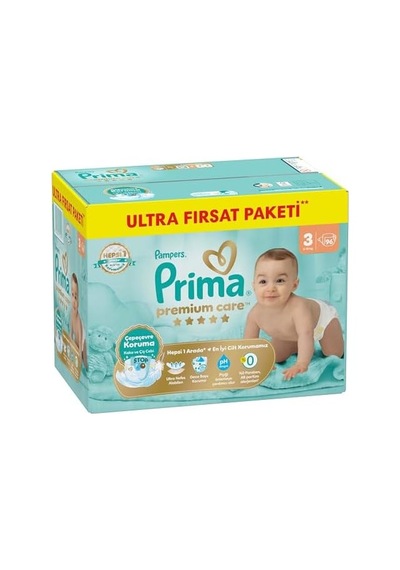 Bebek Bezi Premium Care 3 Numara 96 Adet Ultra Fırsat Paketi