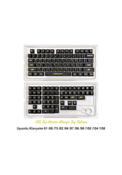 136 Tuşlu Keycaps Pc Karbon Fiber Dokulu Cyberpunk 136 Tuşlu Klavye Korece Dil Desteği Kutulu Tüm Mekanik-manyetik Klavyeler İle Uyum Sağlamaktadır.