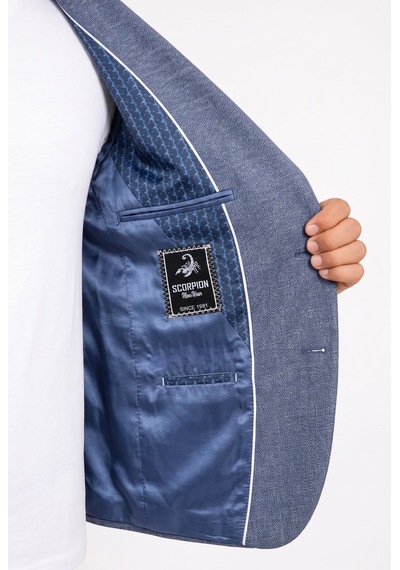 Plus Scorpion Erkek Esnek Kumaş Slim Fit Blazer Ceket Günlük & Ofis Şıklığı Lacivert