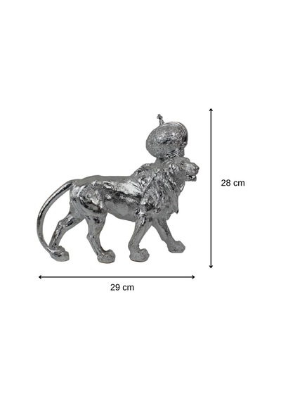 Lüks Reçine Büyük Boy Taçlı Aslan Heykeli 29 Cm Dekoratif Biblo Vitrin Konsol Süsü Ev Ofis Hediyesi