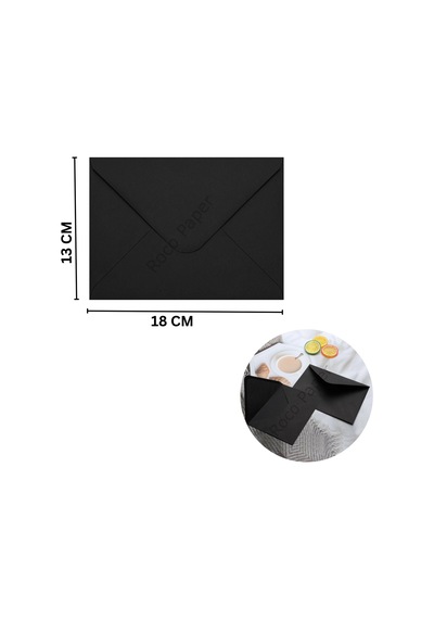 Siyah Davetiye Zarfı, Dayanıklı Mat Tebrik Kart Ve Mektup Zarfı Seti, 50 Adet, 13x18 Cm - 140 Gr