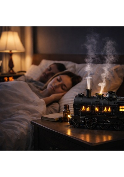Premium Tren Tasarımlı Ultrasonik Aroma Difüzör Led Işıklı, Zamanlayıcılı, Hava Nemlendirici