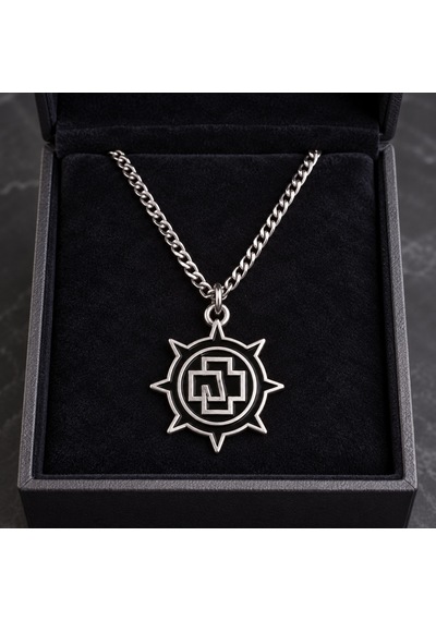 Rammstein Logo Kolye Gümüş Renk Güneş Figürlü Industrial Metal Rock Kolyesi Altın - Gümüş