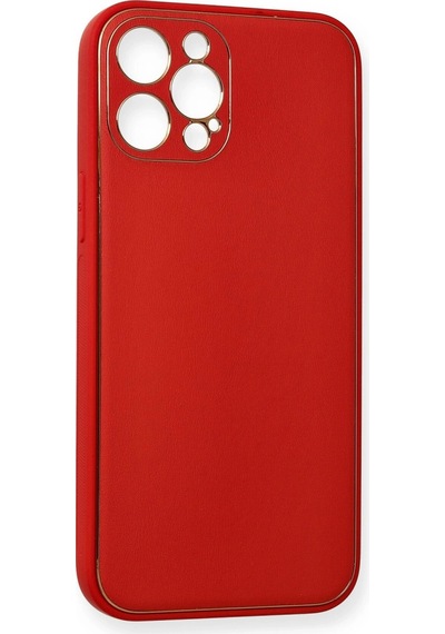 Apple Uyumlu iPhone 12 Pro Max Kılıf Coco Deri Silikon Kapak Kırmızı/