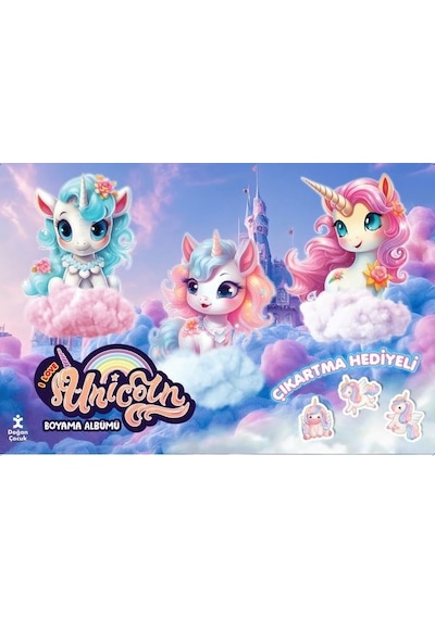 I Love Unicorn Çıkartma Hediyeli Boyama Albümü- Doğan Çocuk