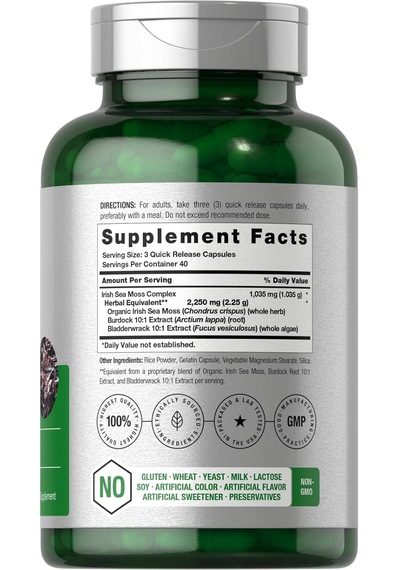 Horbäach Sea Moss Complex Complex a With Bladderwrack & Burdock Root 2250mg 120 Caps Aromasız