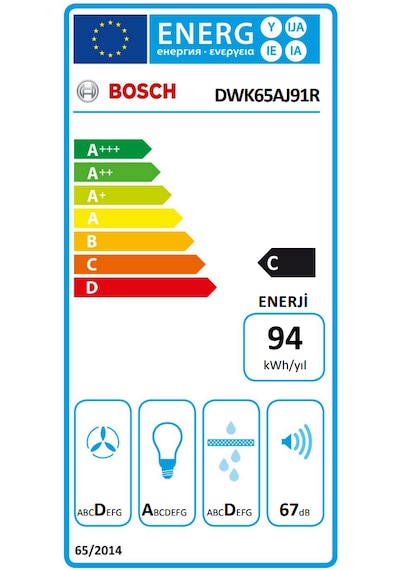 Bosch DWK65AJ91R 60 CM Duvar Tipi Davlumbaz
