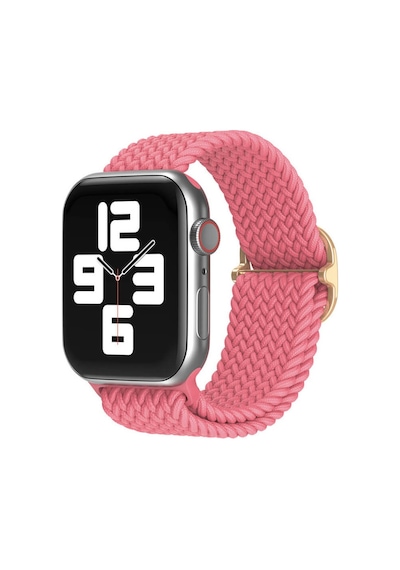 Wozlo Apple Uyumlu  Watch 1 2 3 4 5 6 7 8 Se Ultra Solo Loop Esnek Örgü Tokalı Kordon 42/44/45/49mm - Pembe