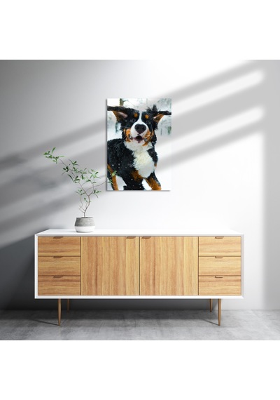 Cakasepetim Kar Taneleri Ve Sevimli Köpek Ahşap Mdf Tablo