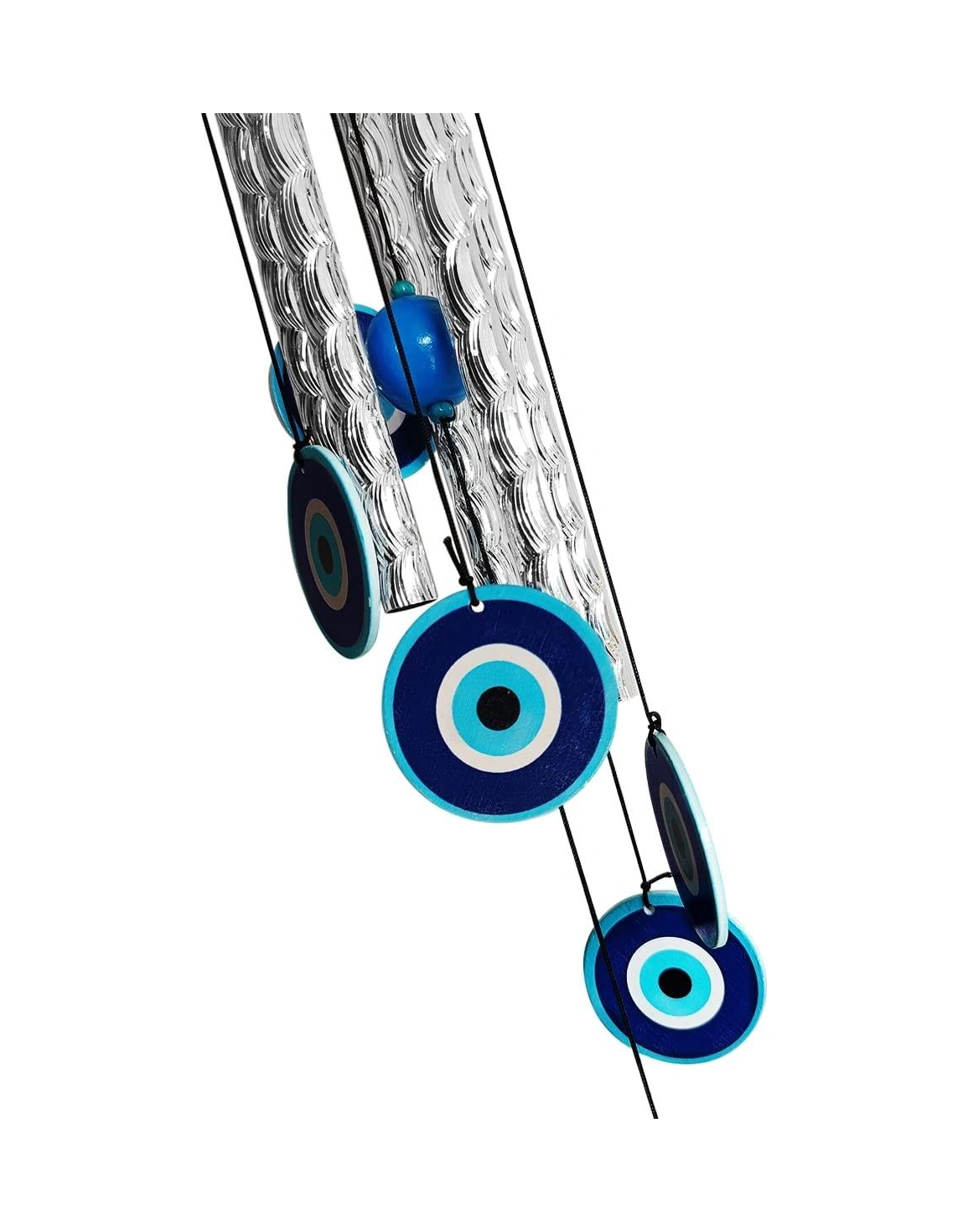 Feng Shui Nazar Boncuğu Rüzgar Çanı Metal Kötü Göze Karşı Dış Mekan Dekoratif Bahçe Kapı Süsü 60 Cm. 60  Cm