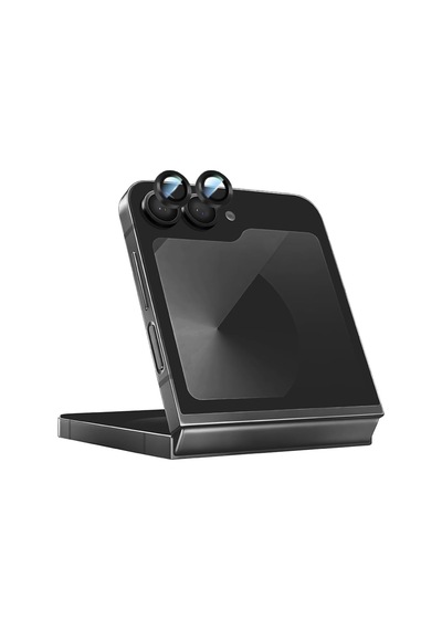 Galaxy Z Flip 6 Uyumlu Alloy Serisi Oleofobik Anti Reflective Kamera Lens Koruyucu Siyah