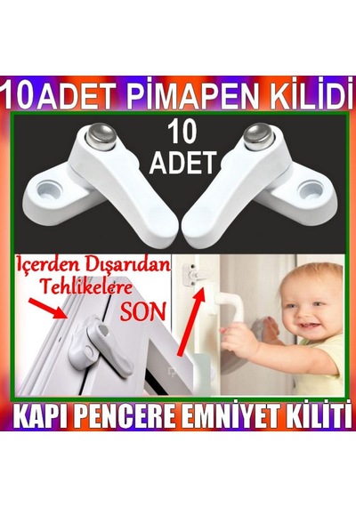 10 Adet Pvc Kapı Pencere Emniyet Kilit Pimapen Kilidi (172179036)