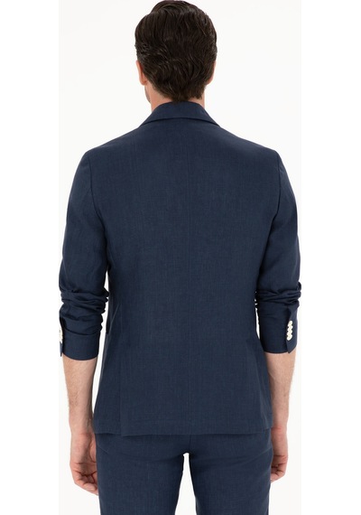 Cacharel Lacivert Slim Fit %100 Keten Ceket