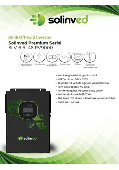 Solinved 6.5 Kw Gordion Serisi Mppt Off-grid Invertör Parallenebilir