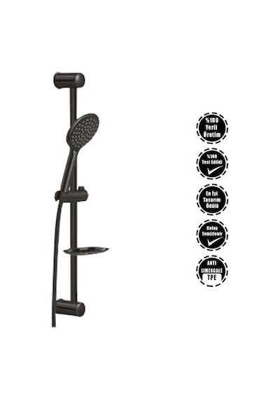 Valtemo E Jet Black El Duşu Siyah Yuvarlak Vs-6130 Diğer