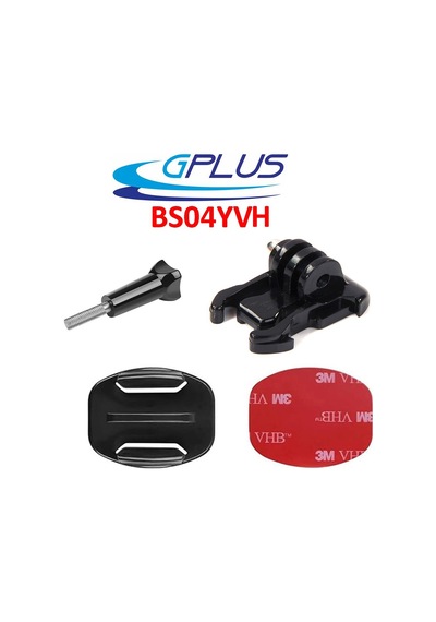 Gplus Bs04yvh 4 Parça Flat Düz Yüzey Hızlı Tak Aksiyon Kamera Uyumlu 3m Yapışkanlı Motor Kask Bağlantı Seti Siyah