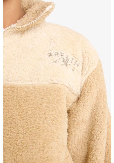 Defacto Erkek Çocuk Fermuarlı Yaka Nakışlı Pelüş Sweatshirt G2946a825wnbg360 Bej