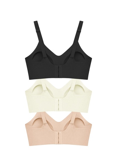 Cottonill Seamless Bra - Mavelle Lazer Kesim Klipsli Ve Çıtçıtlı Önü Açılabilir Emzirme Sütyeni 3'lü Paket Çok Renkli