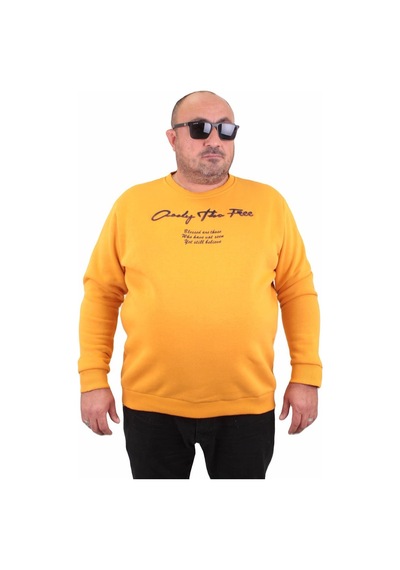 Moc Grande Mocgrande Erkek Büyük Beden Sıfır Yaka Sweat Only Free 23202 Hardal