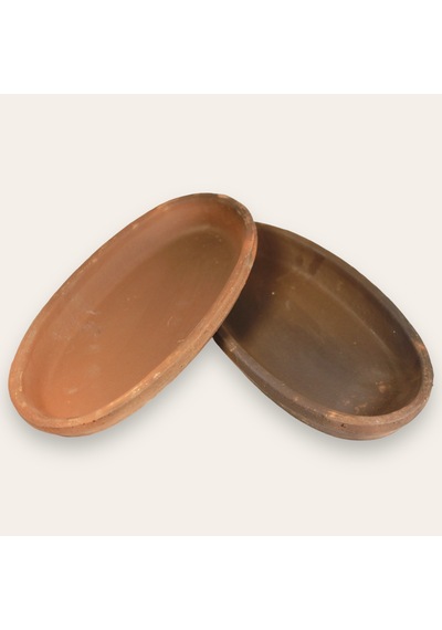 2'li Toprak Sırsız Oval Balık Güveci Pişirme Tavası 30x15x4