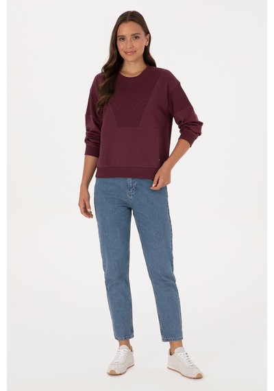 U.S. Polo Assn. Kadın Bordo Pamuklu Bisiklet Yaka Sweatshirt 50314170-VR177