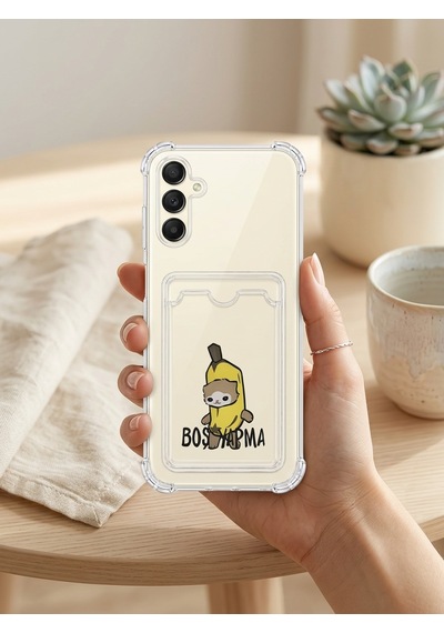 Hepsi Samsung Galaxy Uyumlu A17 Boş Yapma Muz Detaylı Kart Bölmeli Şeffaf Telefon Kılıfı Najmaddin Çok Renkli